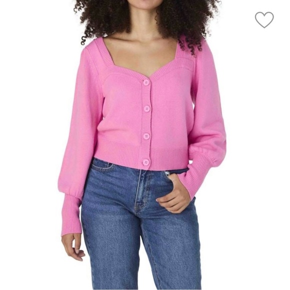 NWT French Connection button down pink cardigan Aurora pink - Picture 1 of 4